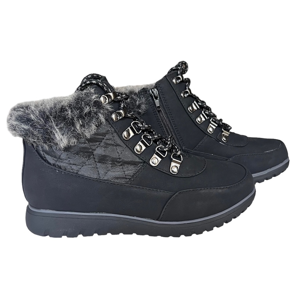 Karen Scott Wanona Faux Fur Lined Suede Ankle Bootie Boots Black Size 6